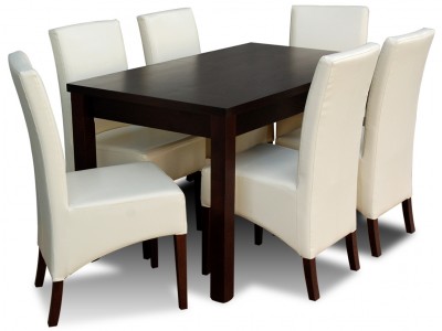 Stylowy komplet Dark & White, stół z krzesłami B39