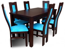Komplet do Jadalni stół Drewniany krzesła Venge Design Blue