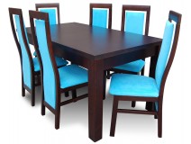 Stół rozkładany 90x160x215 + krzesła drewniane HIGH RK55 BLU