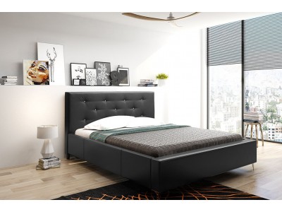 Łóżko tapicerowane do sypialni z pikowanym wezgłowiem AGNIESZKA