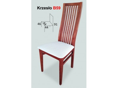 Krzesla z drewnianym, szczebelkowym oparciem szczeble-Pion B59